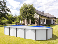 Stahlwand-Pool Supreme Set "all in" Premium oval  6,1 x 3,7 x 1,32m white Design